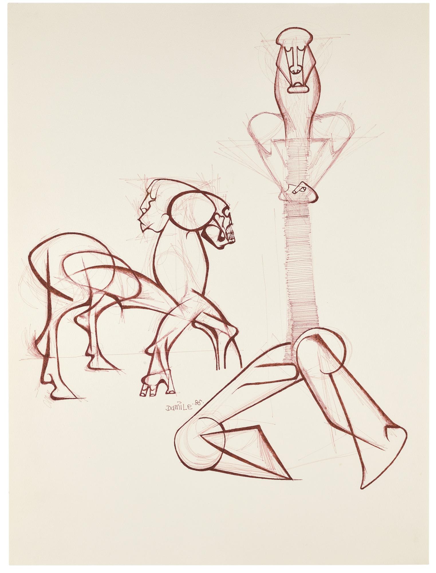 Dumile Feni - South African untitled (Two Figures)