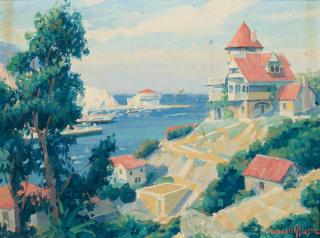 Duncan Gleason - The Beautiful Bay of Avalon (The Giddings House and Avalon, Catalina Island)
