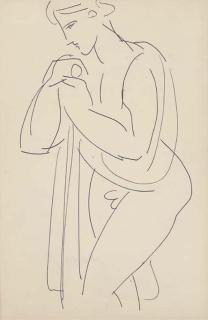 Duncan Grant - Male nude with a cloak