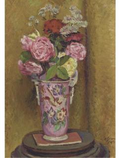 Duncan Grant - Roses In A Pink Vase