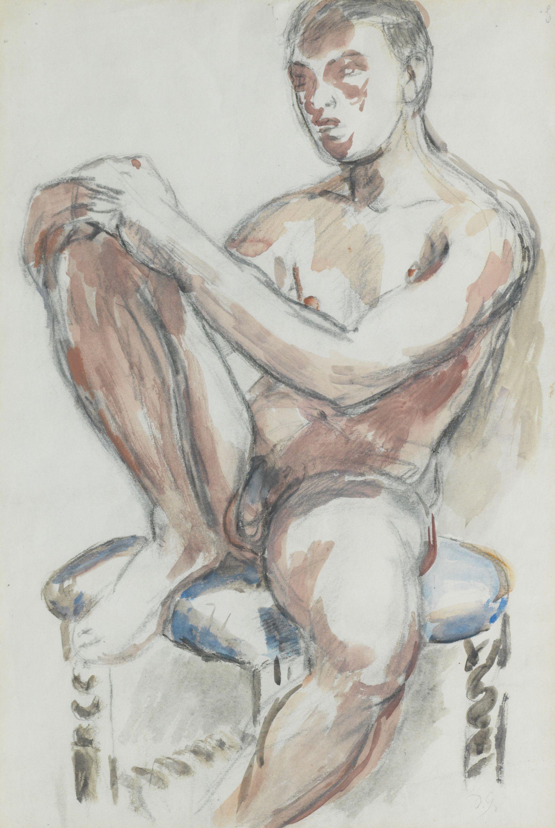 Duncan Grant - Seated male nude
