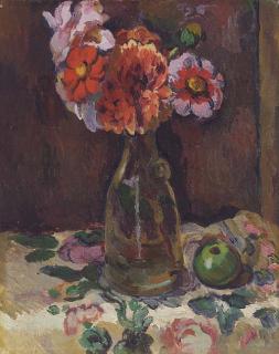 Duncan Grant - Still life of flowers in a carafe
