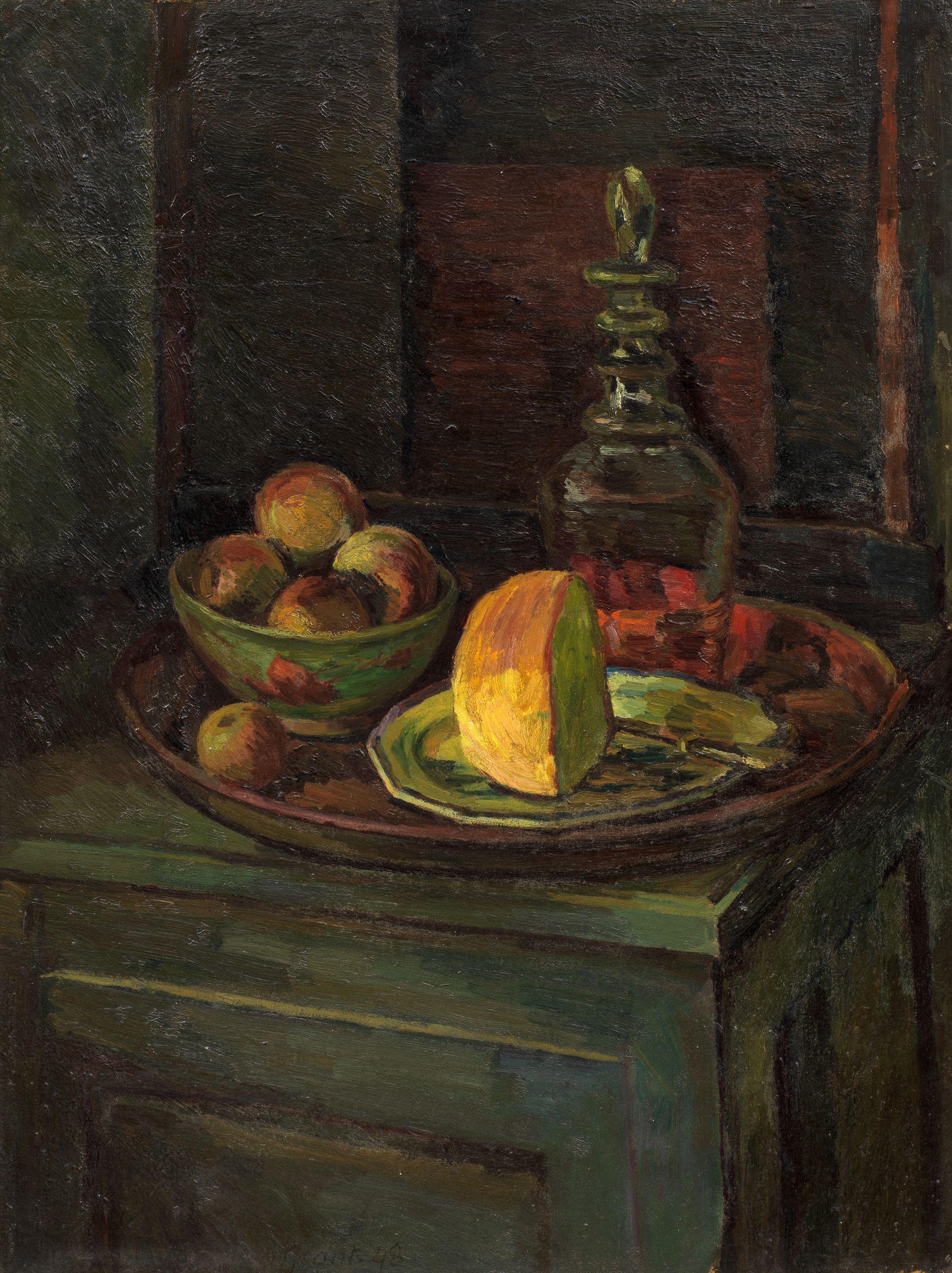 Duncan Grant - Still life with Apples and Decanter 77 x 57.7 cm. (30 1/4 x 22 5/8 in.)