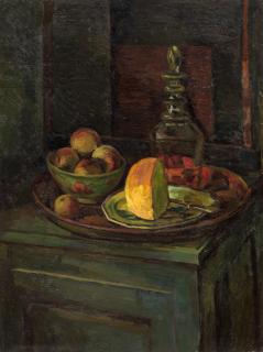 Duncan Grant - Still life with Apples and Decanter 77 x 57.7 cm. (30 1/4 x 22 5/8 in.)