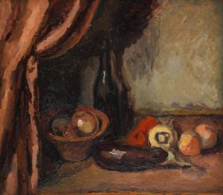 Duncan Grant - Still Life with Black Bottle and an Aubergine