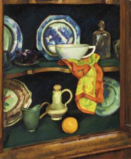 Duncan Grant - Still life with red and yellow scarf
