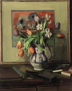 Duncan Grant - Still life with tulips and narcissi in a jug