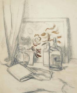 Duncan Grant - Study for a still life of bottles and books