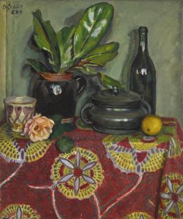 Duncan Grant - Table-Top Still Life With Bottle, Pot And Plant