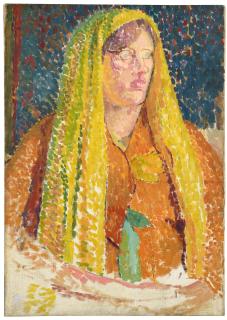 Duncan Grant - Vanessa Bell in a Yellow Shawl 72.7 x 51.5 cm. (28 5/8 x 20 1/4 in.)