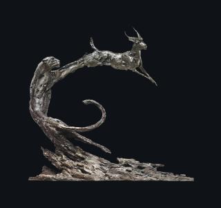 Dylan Lewis - Cheetah chasing buck, lifesize