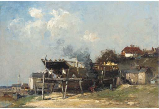 E. Aubrey Hunt - On the stocks - boatbuilding at Rye