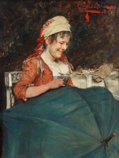 E. Giachi - Girl repairing her parasol