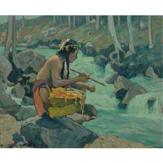 E. Irving Couse - Indian By A Stream