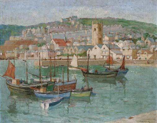 E. M. Garner - Fishing vessels moored in a Cornish harbour