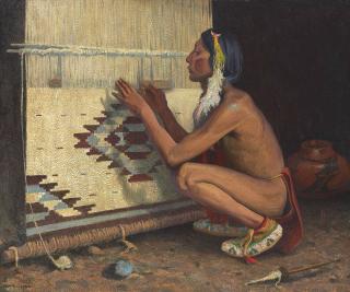 Eanger Irving Couse - A Pueblo Indian Weaver