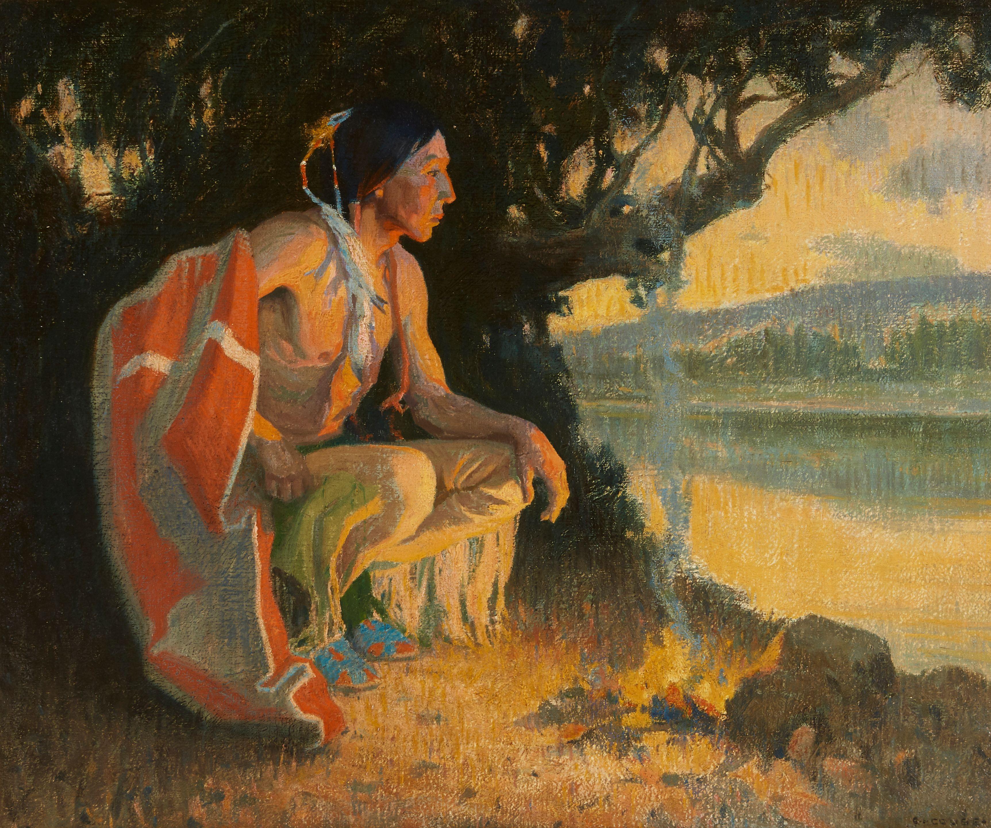 Eanger Irving Couse - Firelight, Outside