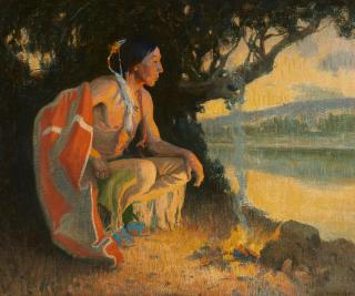 Eanger Irving Couse - Firelight, Outside