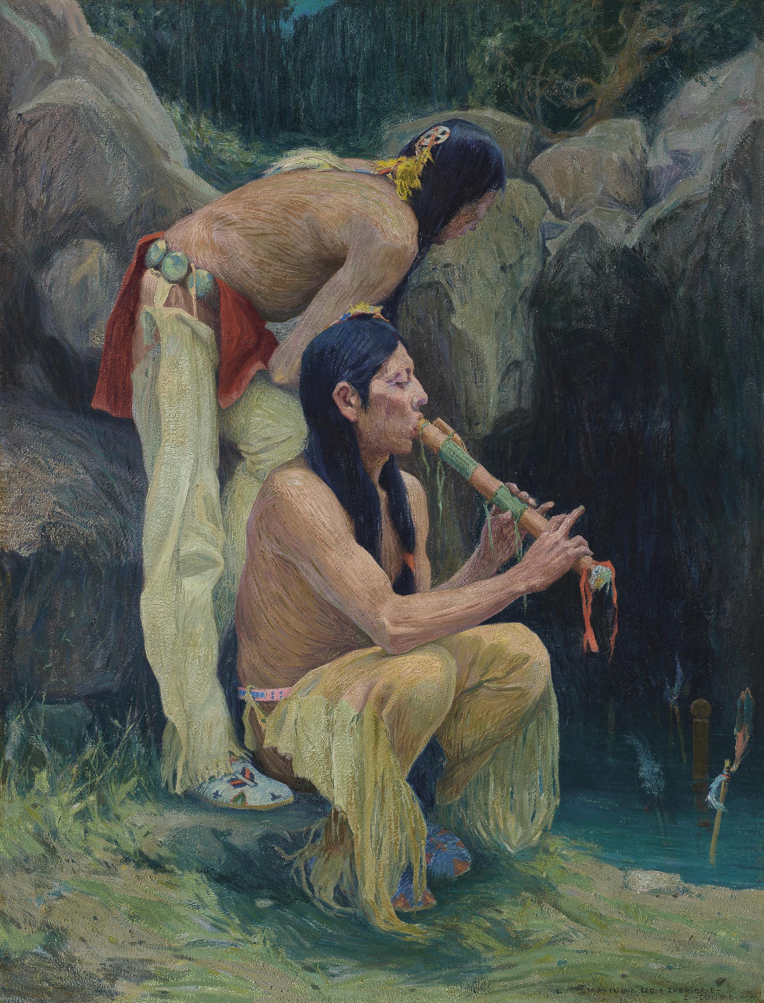 Eanger Irving Couse - Flute Player at the Spring