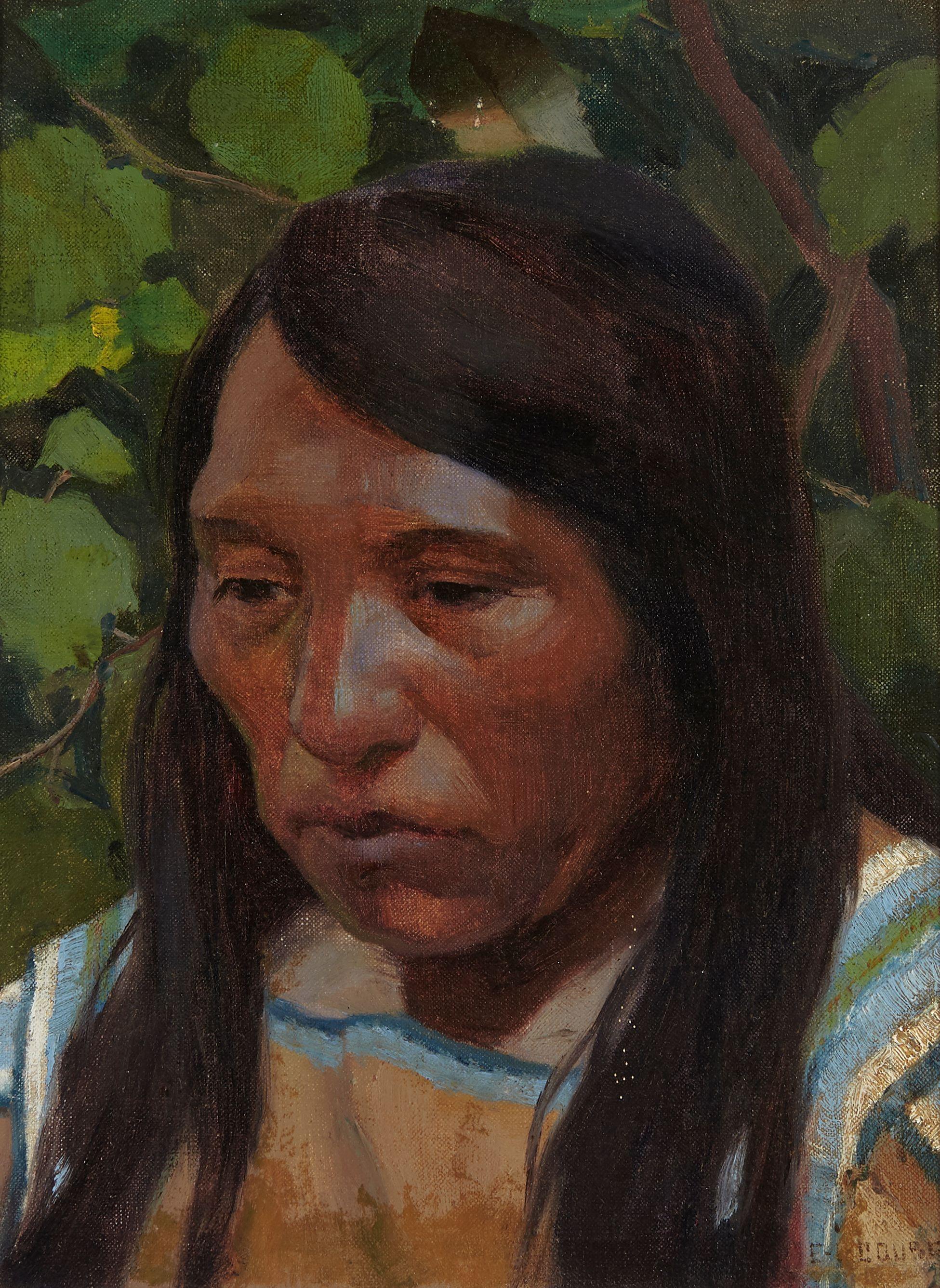 Eanger Irving Couse - Head of a Klikitat Chief 12 x 9in