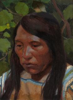 Eanger Irving Couse - Head of a Klikitat Chief 12 x 9in