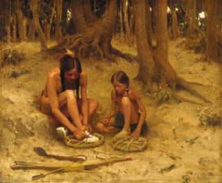 Eanger Irving Couse - Putting on the War Shoes