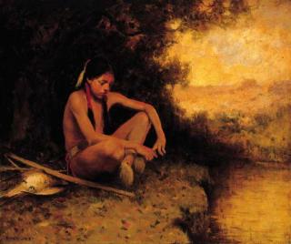 Eanger Irving Couse - Young Hunter by a Stream