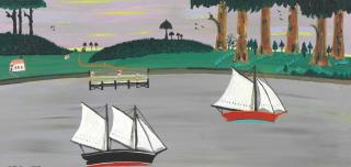Earl Cunningham - Red And Black Sailboats