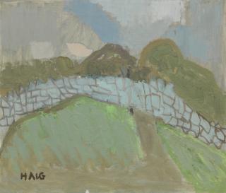 Earl George Alexander Eugene Douglas Haig OBE ARSA FRSA - Stone Wall and Hills