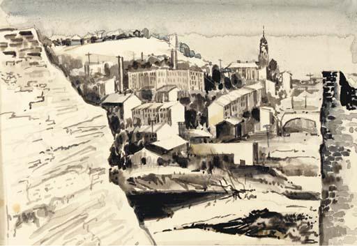 Earl Horter - Manayunk in snow; and a companion drawing