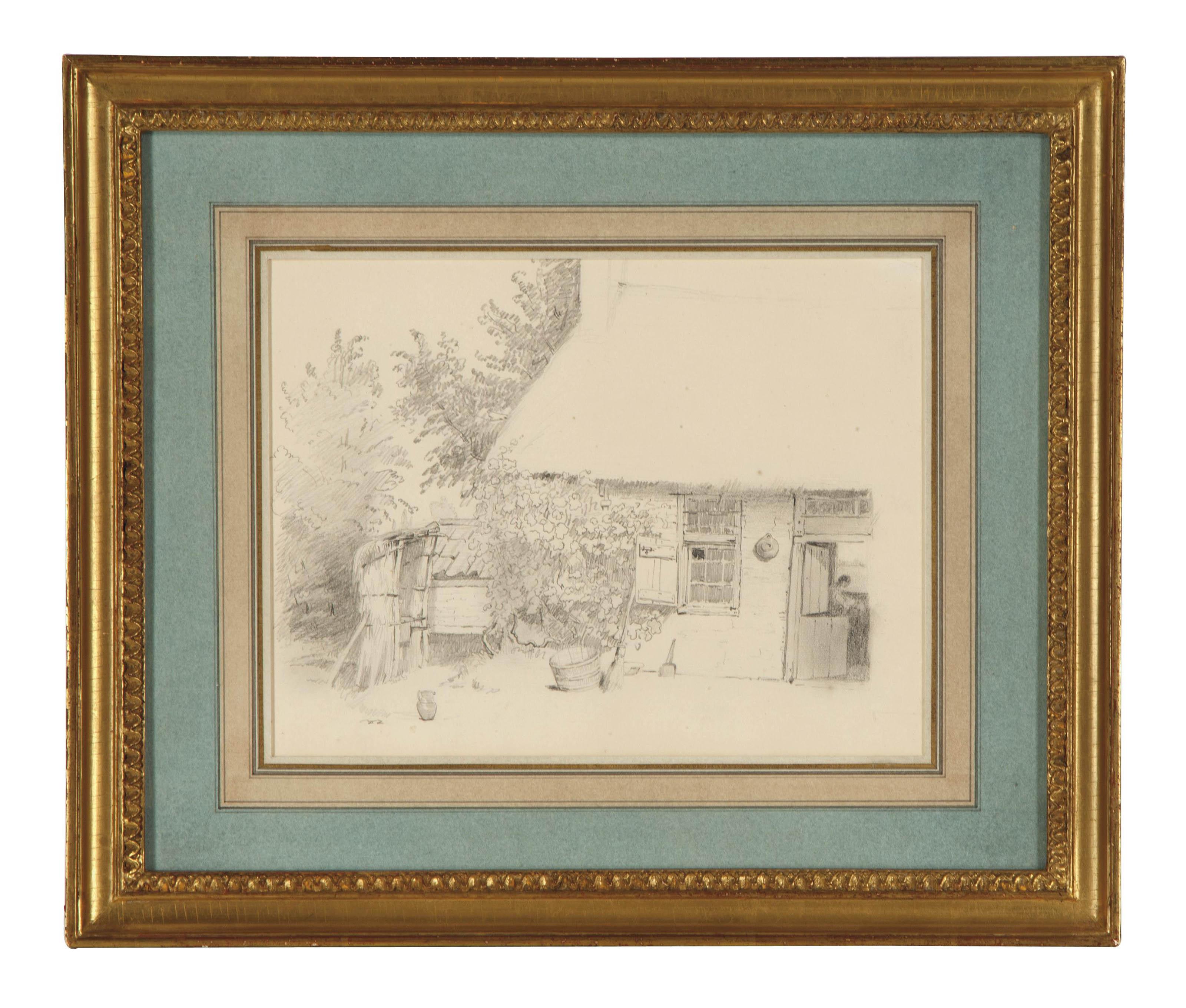 Eastman Johnson - A Dutch Farmhouse; and a companion drawing