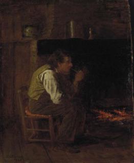 Eastman Johnson - Maine Interior--Man with Pipe