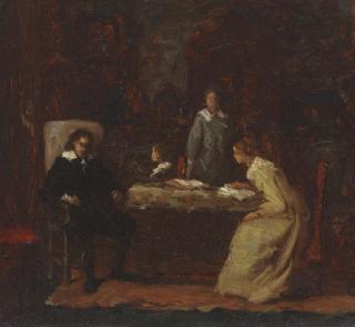 Eastman Johnson - Sketch for \'Milton Dictating Paradise Lost to his Daughters\'