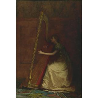 Eastman Johnson - Woman Playing Harp