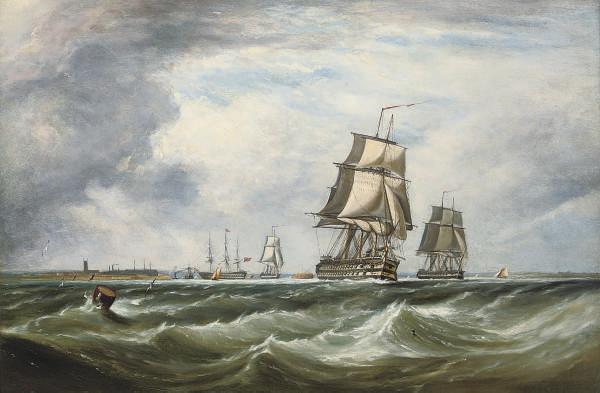 Ebenezer Colls - A Royal Naval Squadron running out of Portsmouth