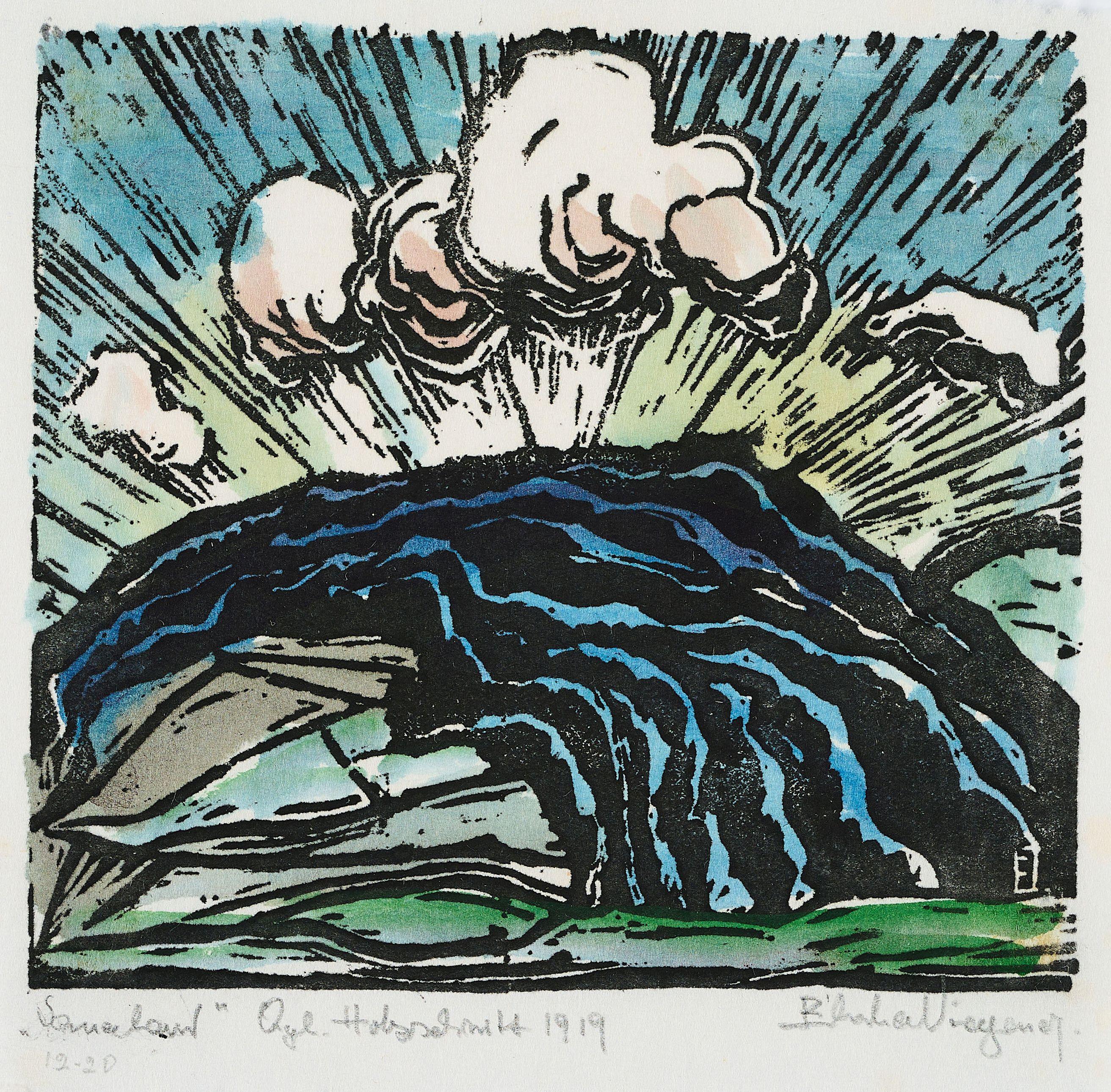 Eberhard Viegener - Sauerland. Gewitterwolken über Bergen.