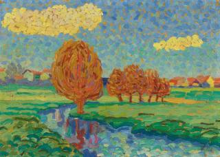 Eberhard Viegener - Weiden am Bach (Rote Bäume)