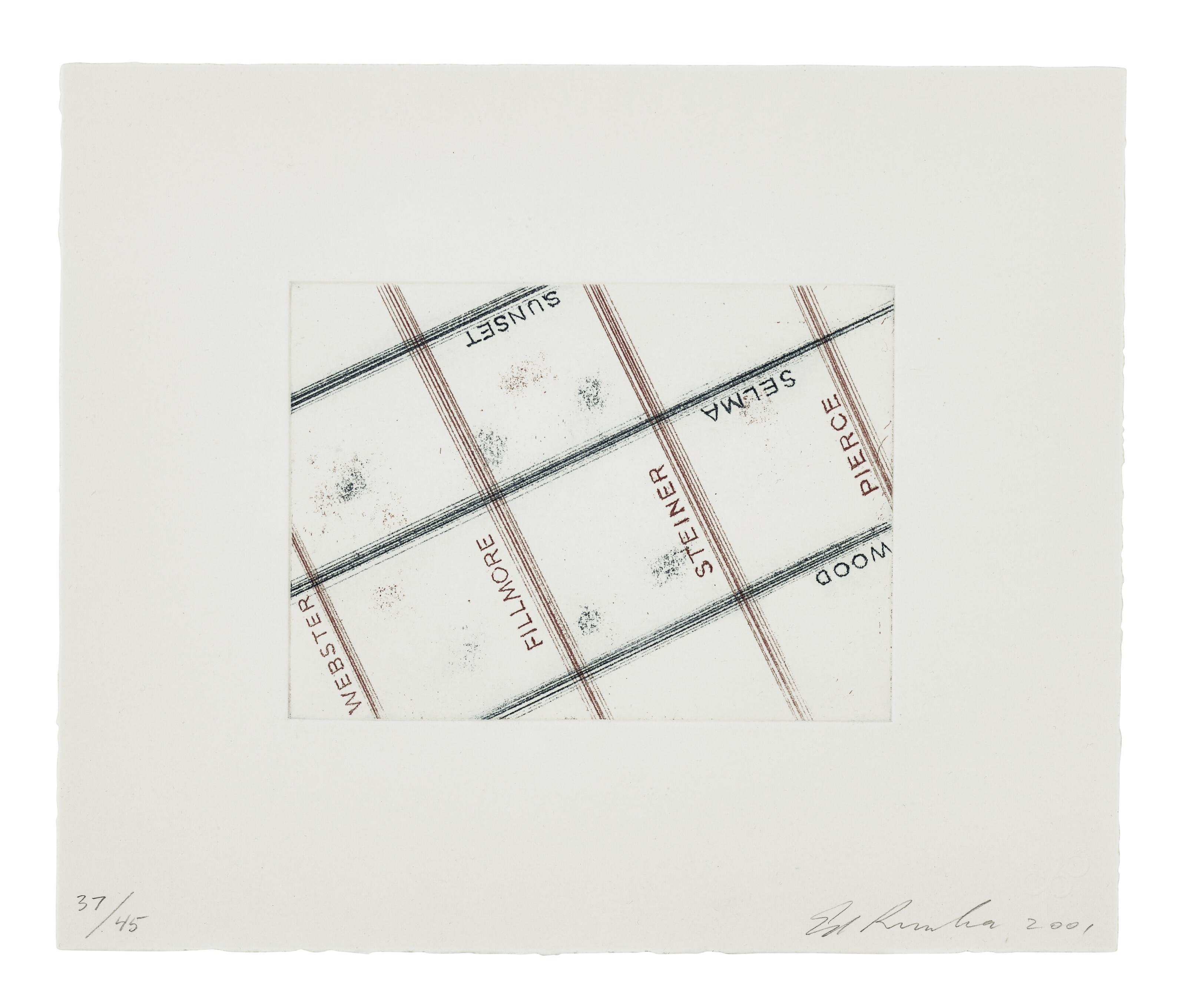 Ed Ruscha - Sunset, Pierce, from Los Francisco San Angeles