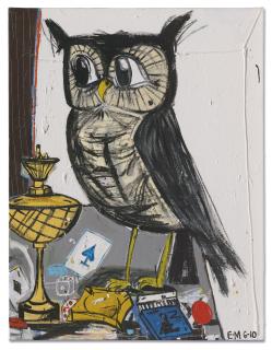 Eddie Martinez - Owl with Still Life