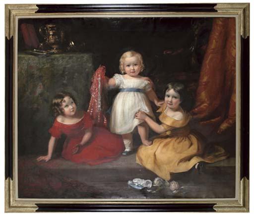 Eden Upton Eddis - Group portrait of John Scott, later 3rd Earl of Eldon (1845-1926), and his sisters Lady Selina Scott (d.1891) and Lady Gertrude Scott (d.1919)