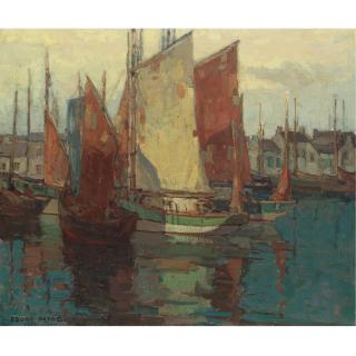 Edgar Alwyn Payne - Fishing Boats In The Harbor