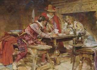 Edgar Bundy, A.R.A., R.I., R.B.A. - A game of cards