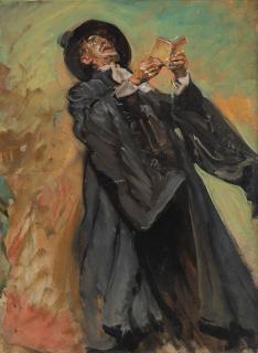 Edgar Bundy - A portrait of a gentleman singing; A portrait of a figure playing a pipe, a pair