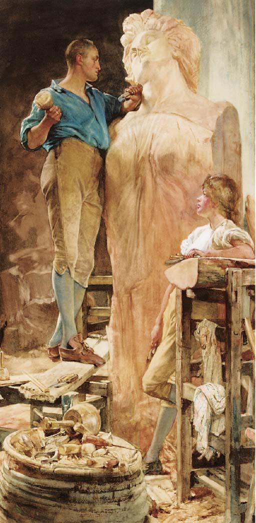 Edgar Bundy - The Sculptor\'s studio