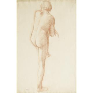 Edgar Degas - Académie D\'Homme De Dosedgar Degas;  Academy Of A Man ; Stamped With The Stamp Nepveu Degas Lower Left ; Red Chalk