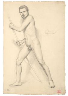 Edgar Degas - Académie D\'Homme Tenant Un Bâton (Recto) ; Académie D\'Homme Debout (Verso)