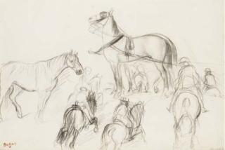 Edgar Degas - Chevaux Et Cavaliers; Étude