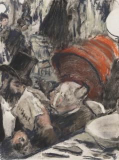 Edgar Degas - Ludovic Halévy trouve Madame Cardinal dans les loges