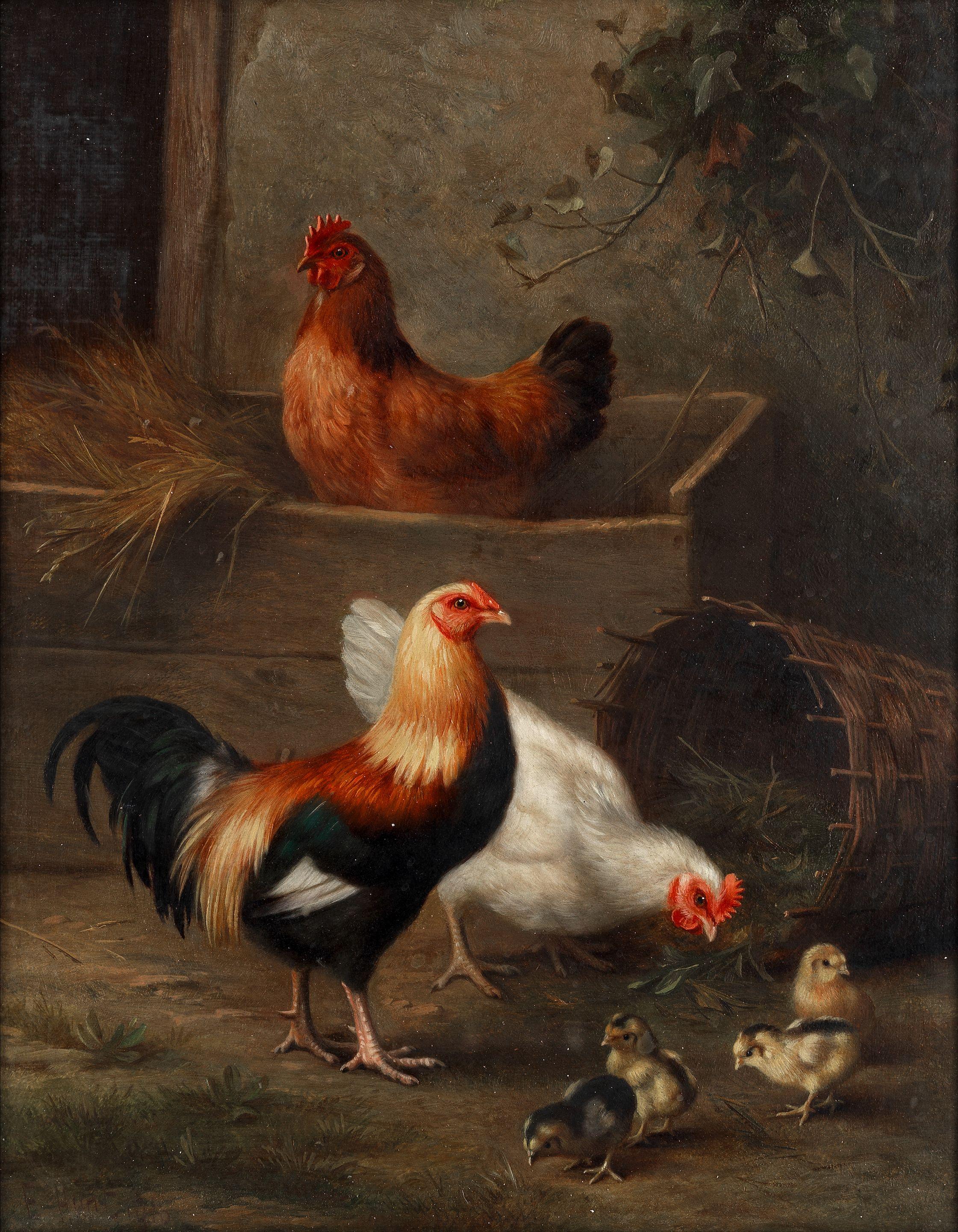 Edgar Hunt - Poultry portraits; a pair both 25.4 x 20.3cm (10 x 8in). (2)