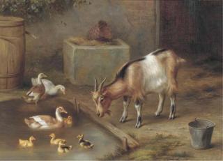 Edgar Hunt - The Duck Pond; And Chickens In A Yard